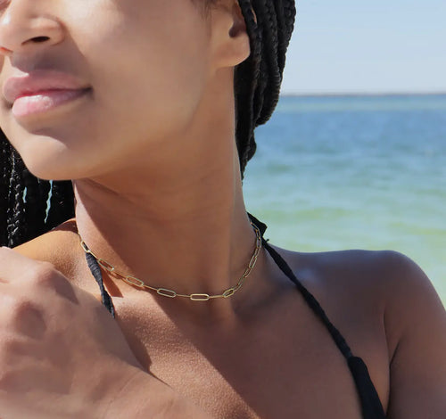 18k Gold paperclip necklace