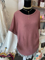 Mauve knitted blouse