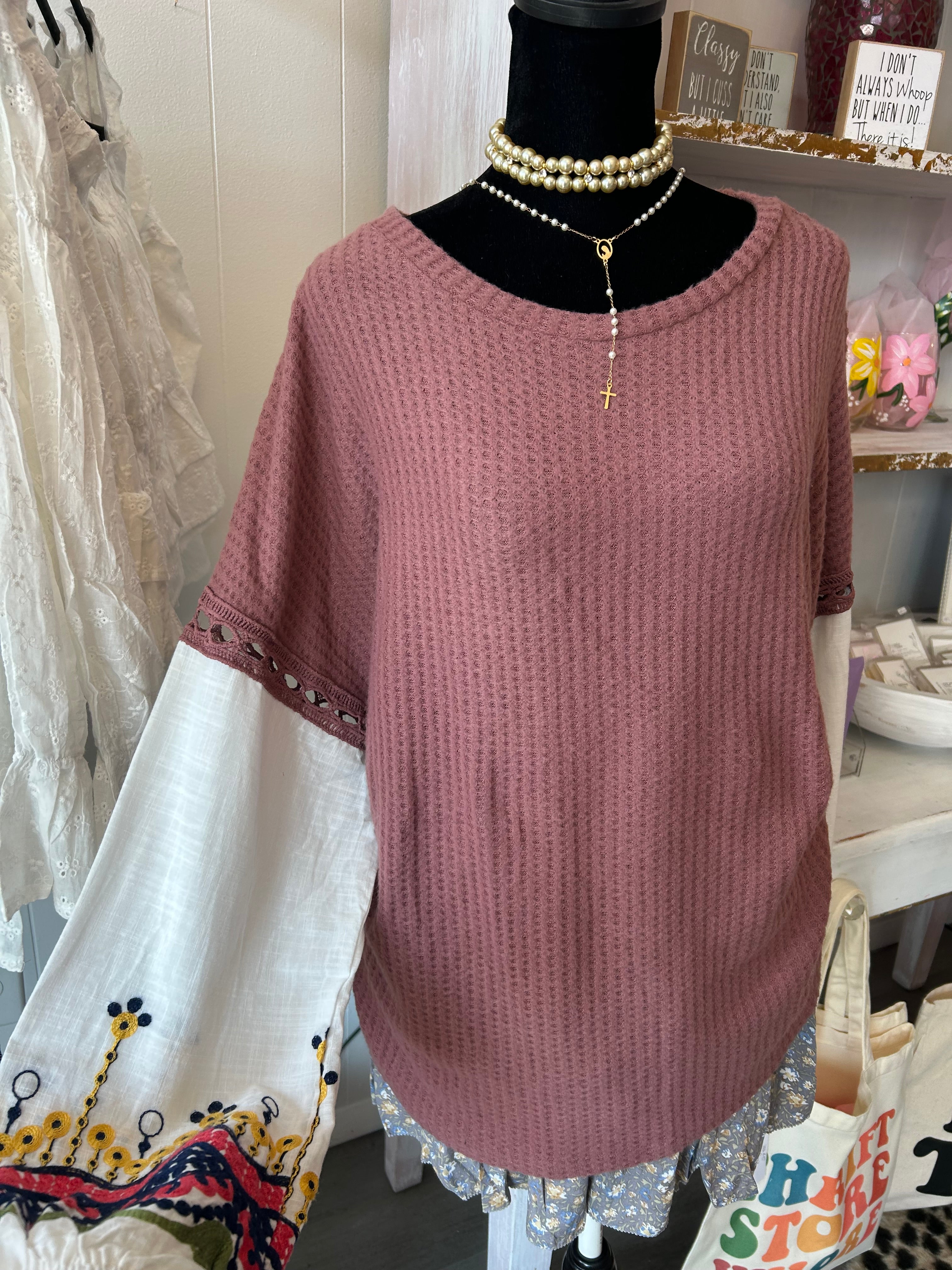 Mauve knitted blouse