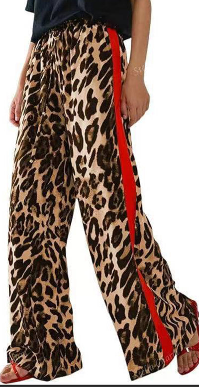 Leopard print wide-leg pant