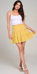 Yellow flare mini skirt