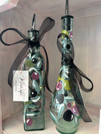 Hand painted olive branch vinegar & oil bottles (Set of 2)