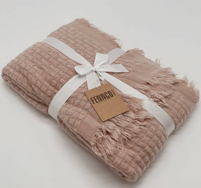 Vintage Pink waffle weave 50 x 60 throw blanket