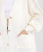 Long frayed knit sweater