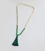 Green boho tassel necklace