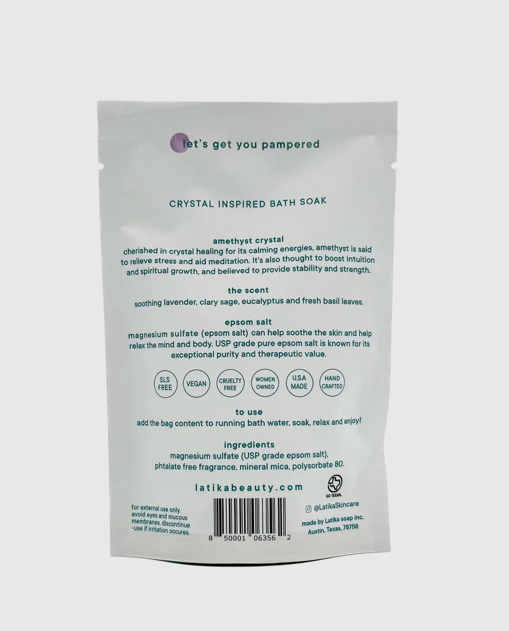 Latika amethyst crystal bath soak