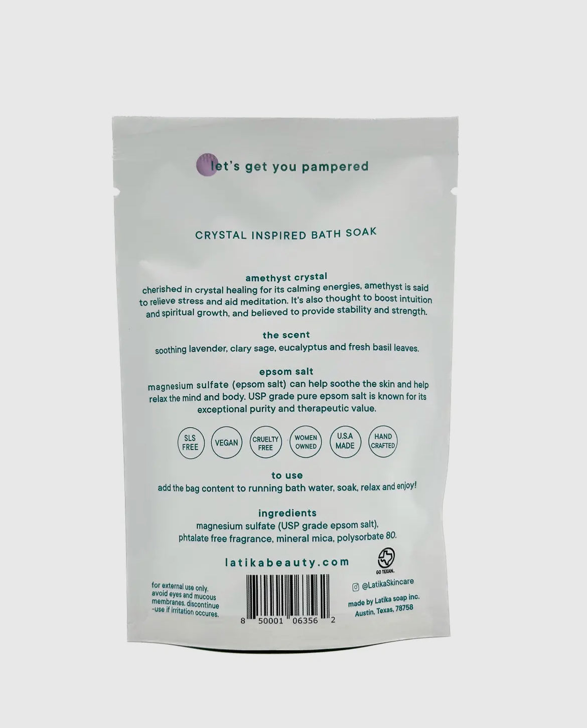 Latika amethyst crystal bath soak