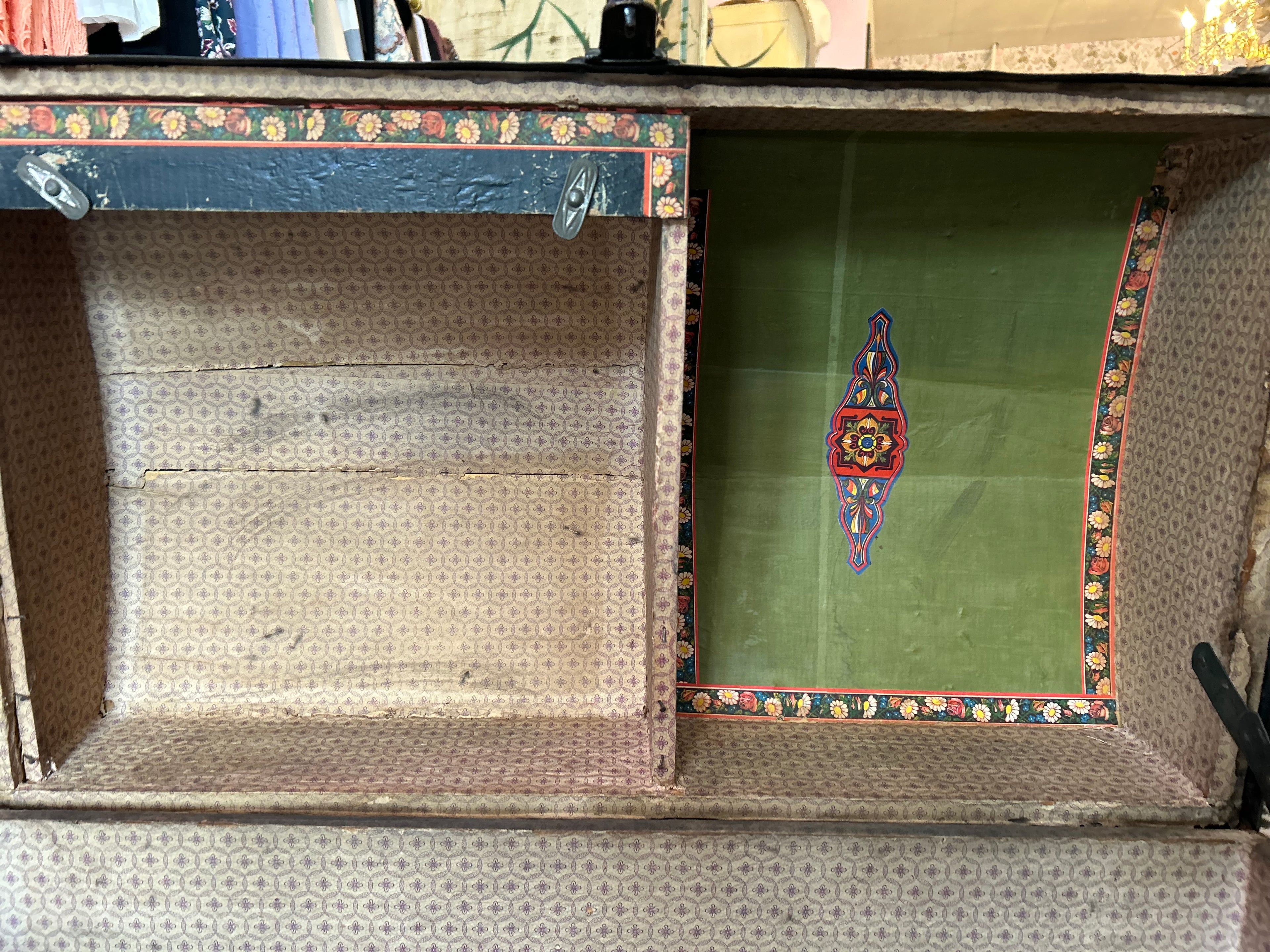 Antique clothing chest with latch